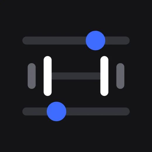 The Parameter slider mark, white with blue knobs, on a dark tile