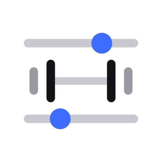 The Parameter slider mark, dark with blue knobs, on a light tile